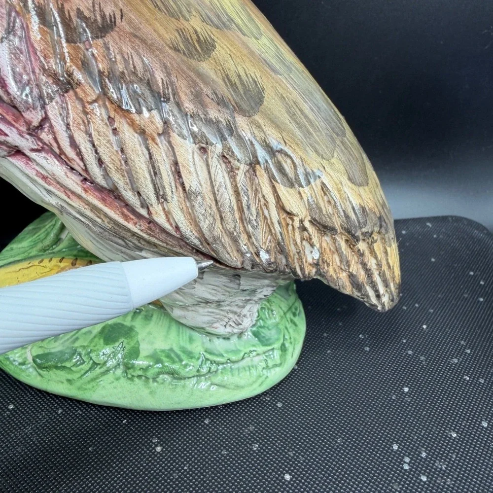 Italian Grebe Water Bird Figurines Set Majolica Stork Crane Hand Painted Italy